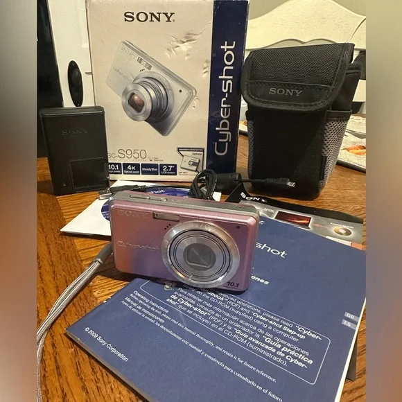 Sony Cyber-shot PINK DSC-S950 Original box manual battery charger bag PARTS ONLY - Picture 1 of 16